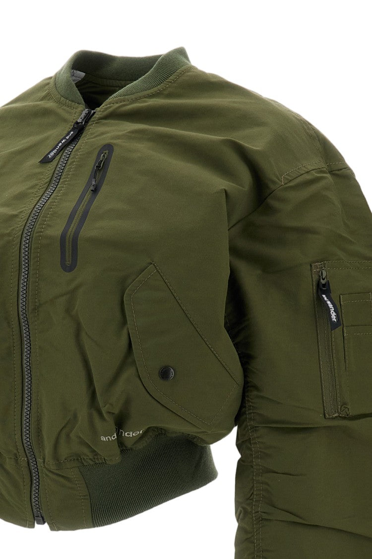 And Wander Green Cordura Flight Nylon Bomber Jacket