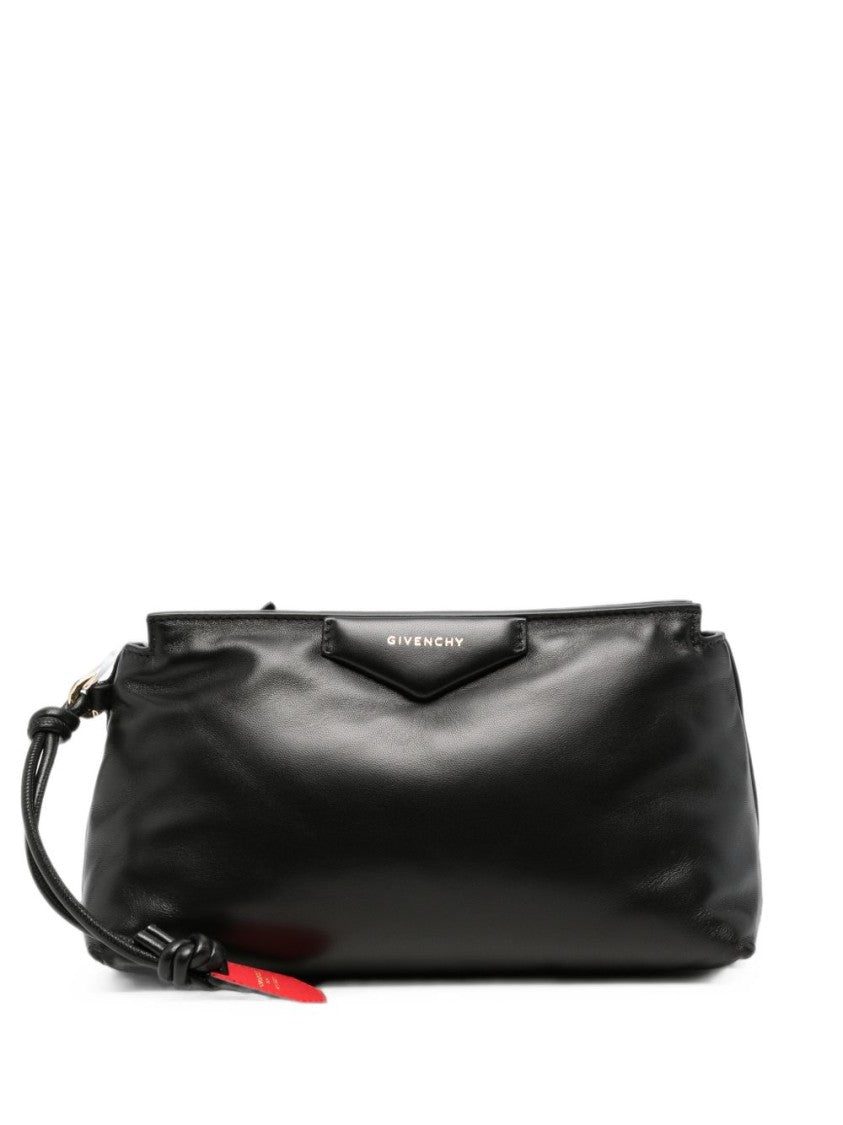 Givenchy Rectangular Embossed Logo Black Lambskin Clutch