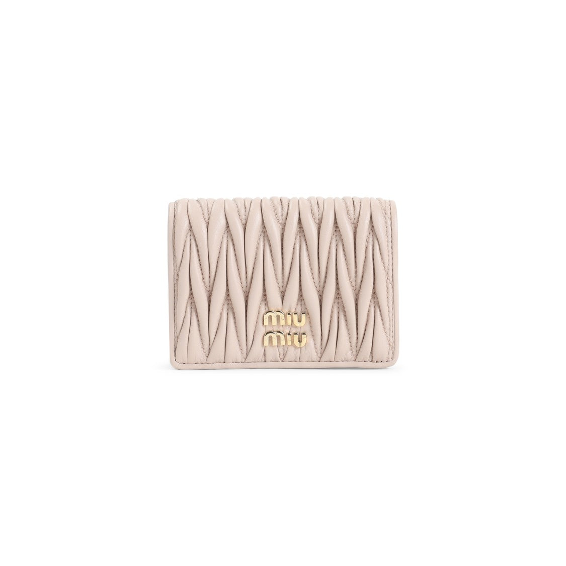 Miu Miu Quilted Leather Wallet In Soft Nude