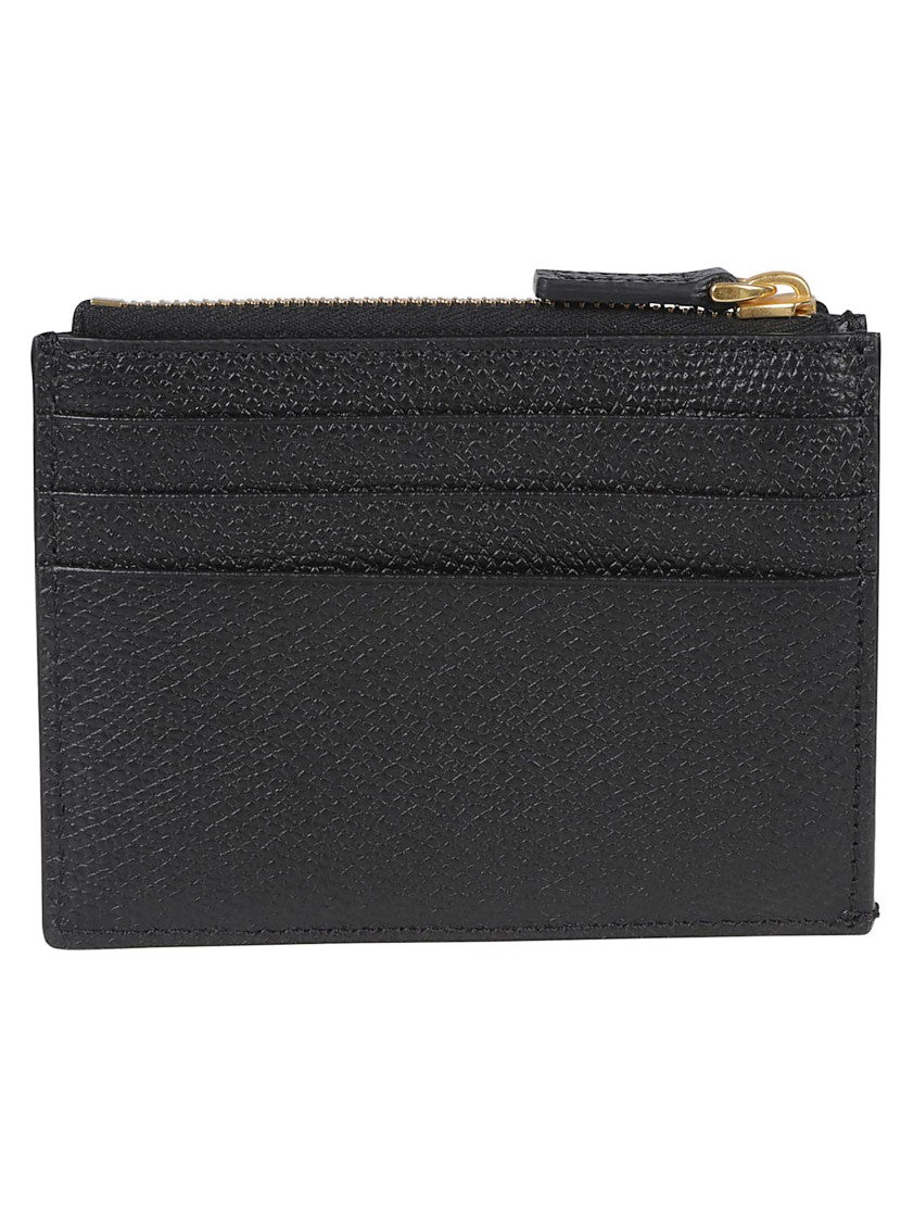Valentino Garavani Textured Calf Leather Wallet With Gold-Tone Logo