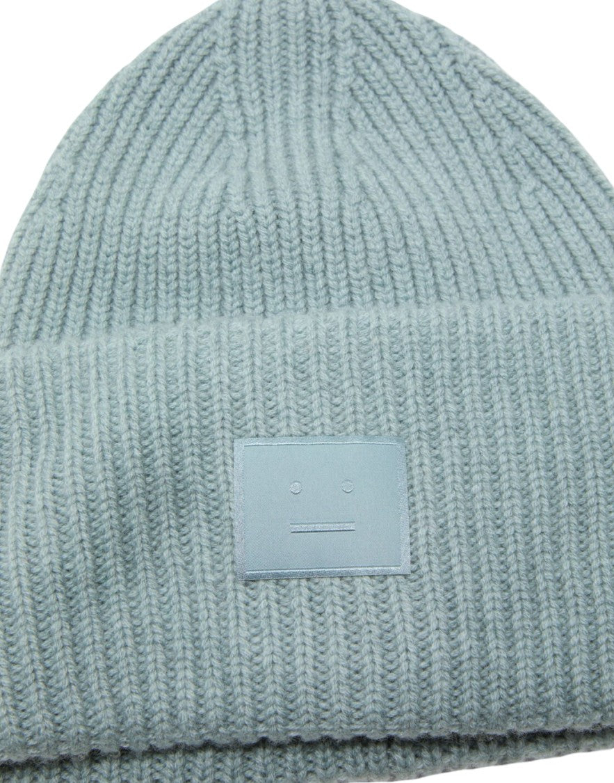 Acne Studios Ribbed Knit Pansy Beanie In Blue