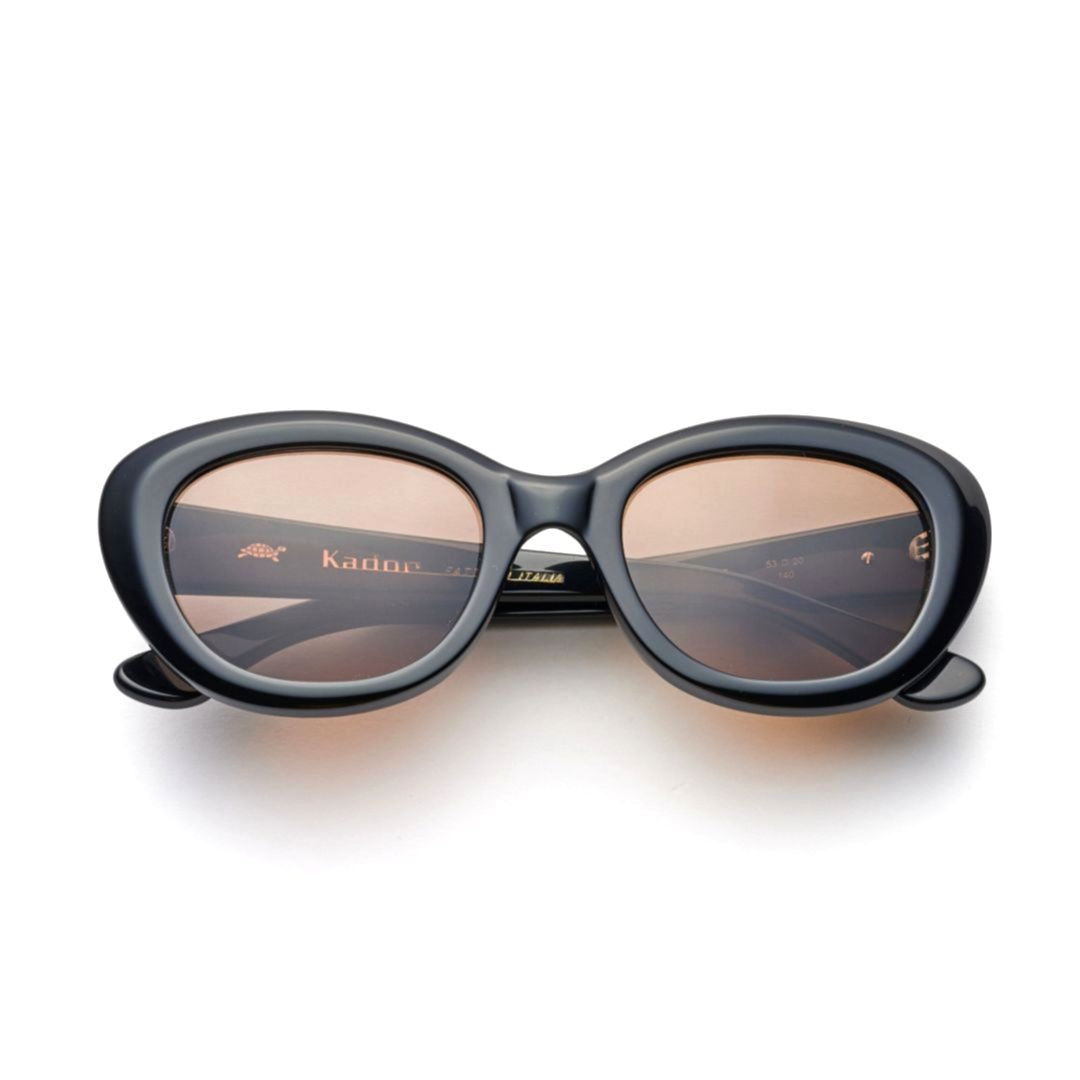 Kador Grace Bold Rounded Oval Sunglasses With Glossy Black Finish