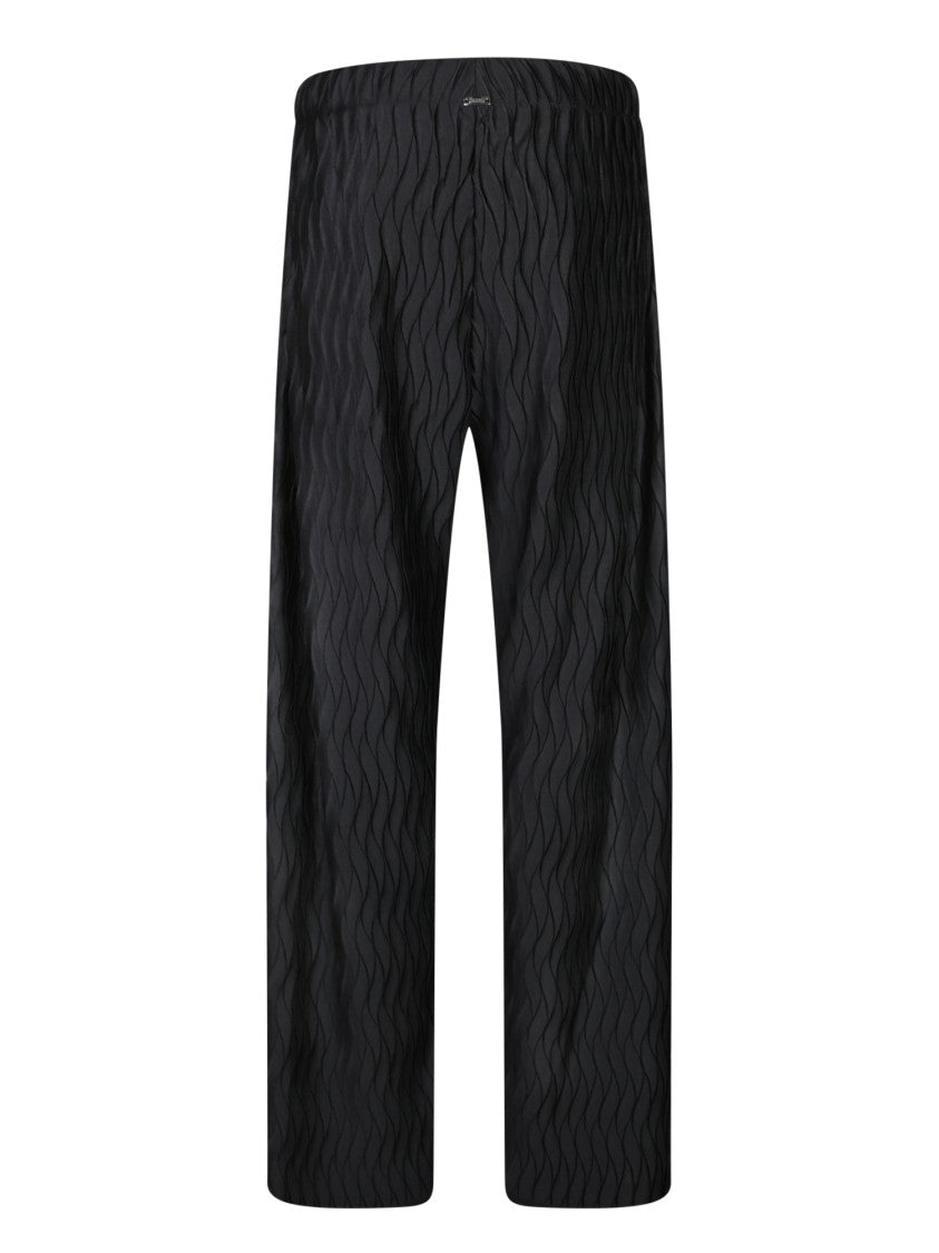 Herno Black Trousers With Textured Wavy Pattern