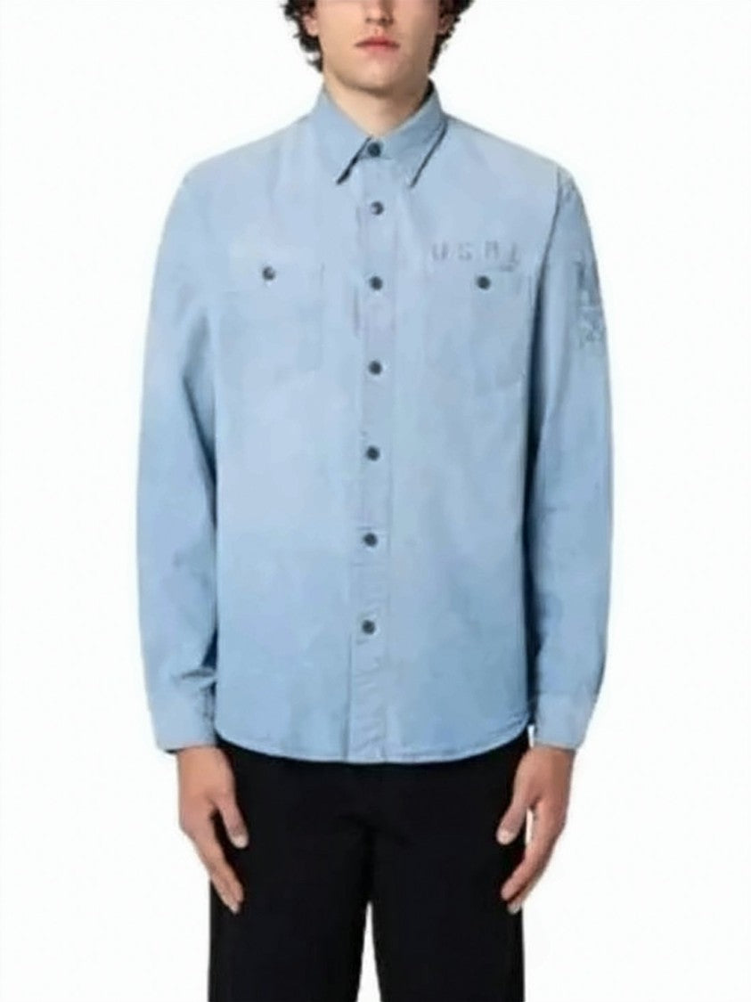Polo Ralph Lauren Classic Blue Denim Shirt With Button-Down Front