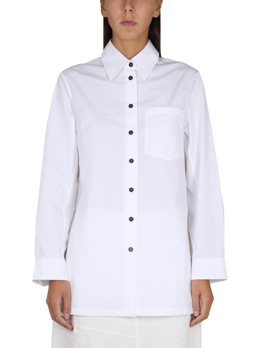 Jil Sander White Poplin Shirt With Pointed Collar