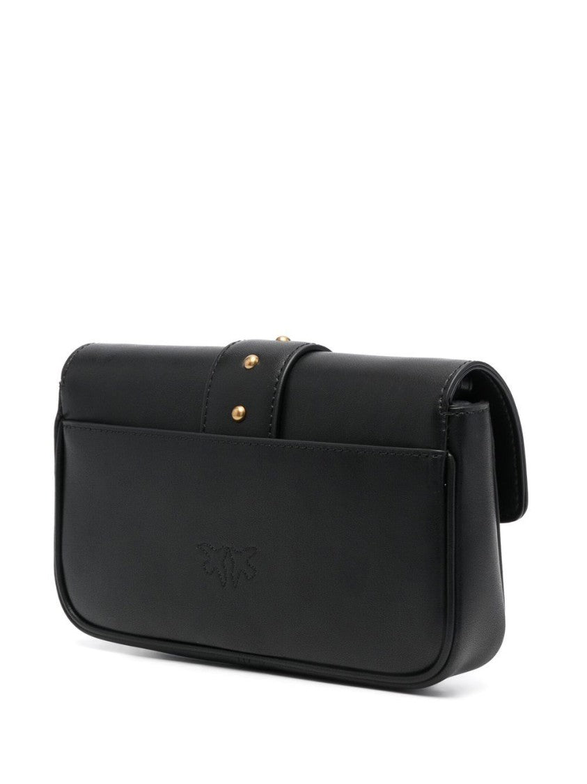 Pinko Jet Black Calf Leather Handbag