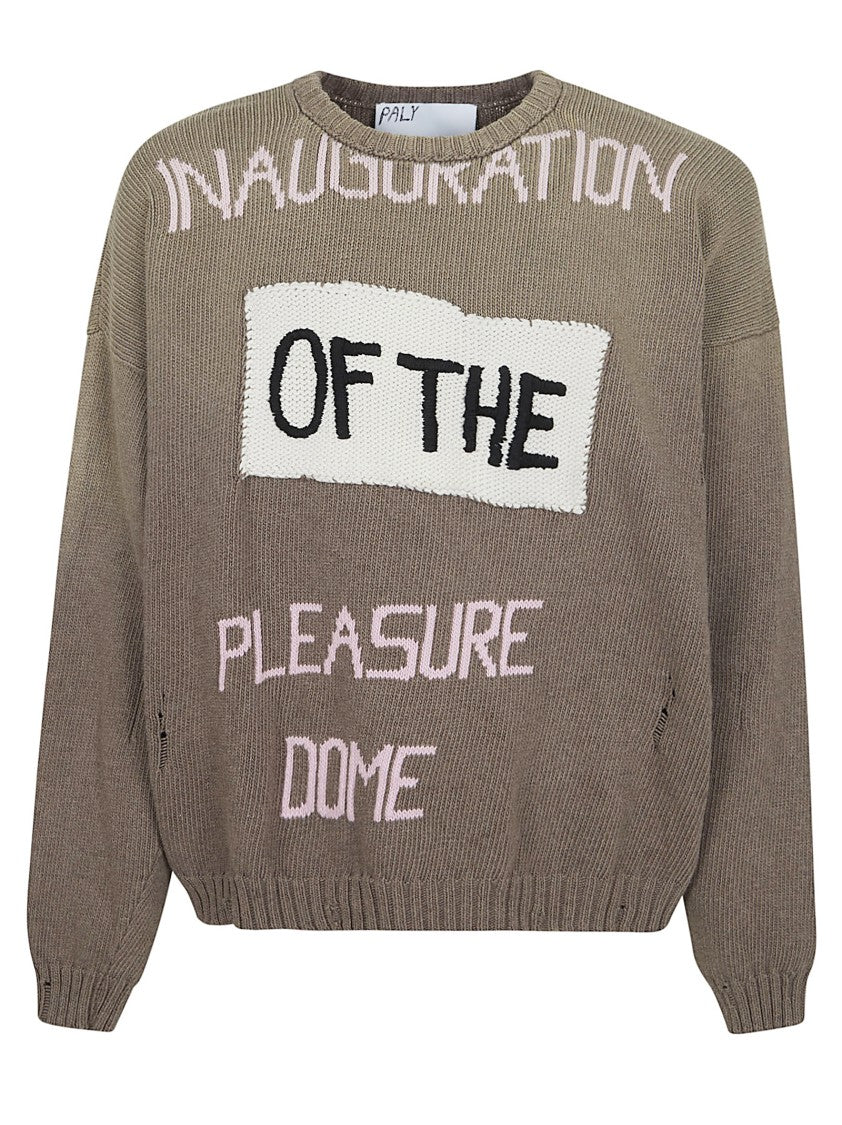 Paly Cotton Knit Sweater With Distressed Details And Hand-Embroidered Patch