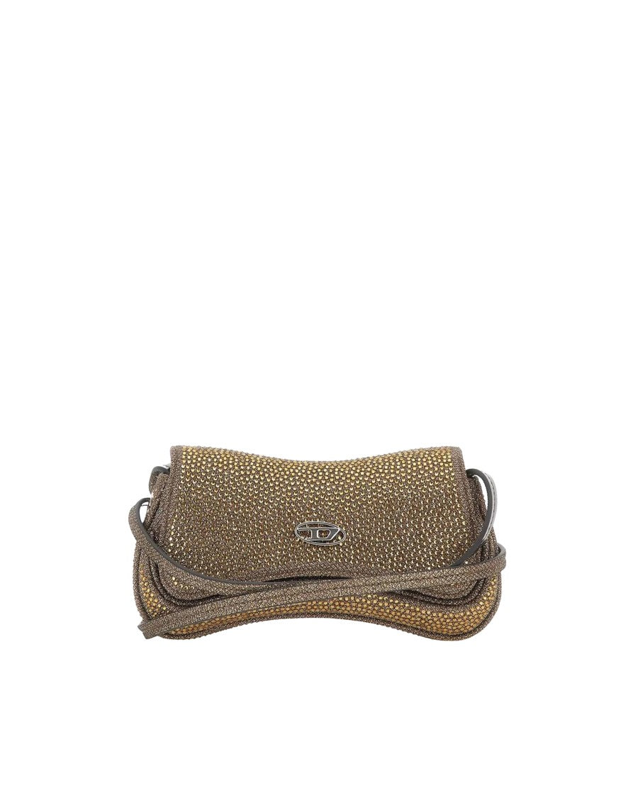 Diesel Mini Crossbody Bag With Sparkling Lurex And Curved Silhouette