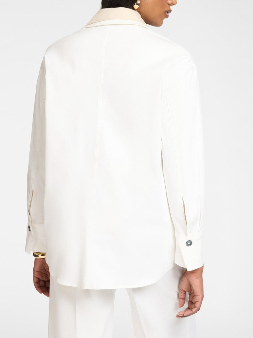 Elena Miro` Loose-Fitting Long-Sleeved Flap Pocket Shirt