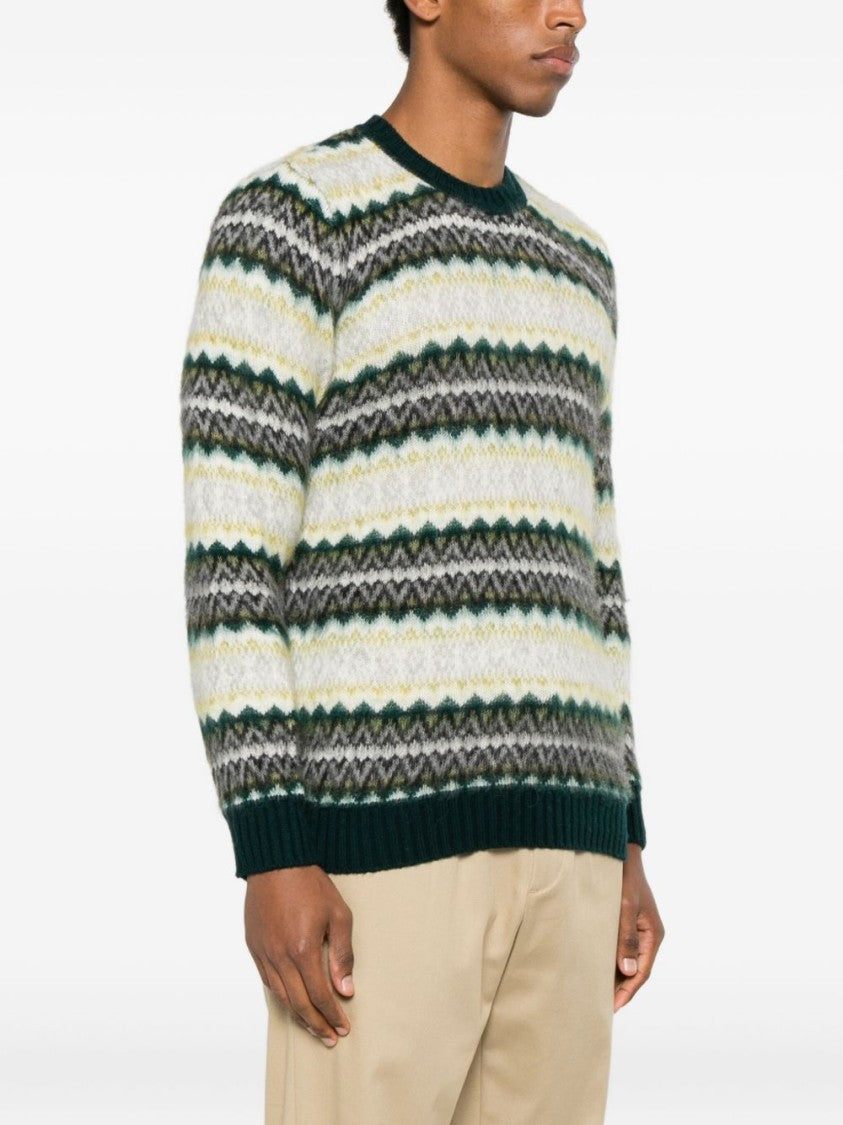 Scaglione Textured Knit Sweater With Horizontal Zigzag Pattern