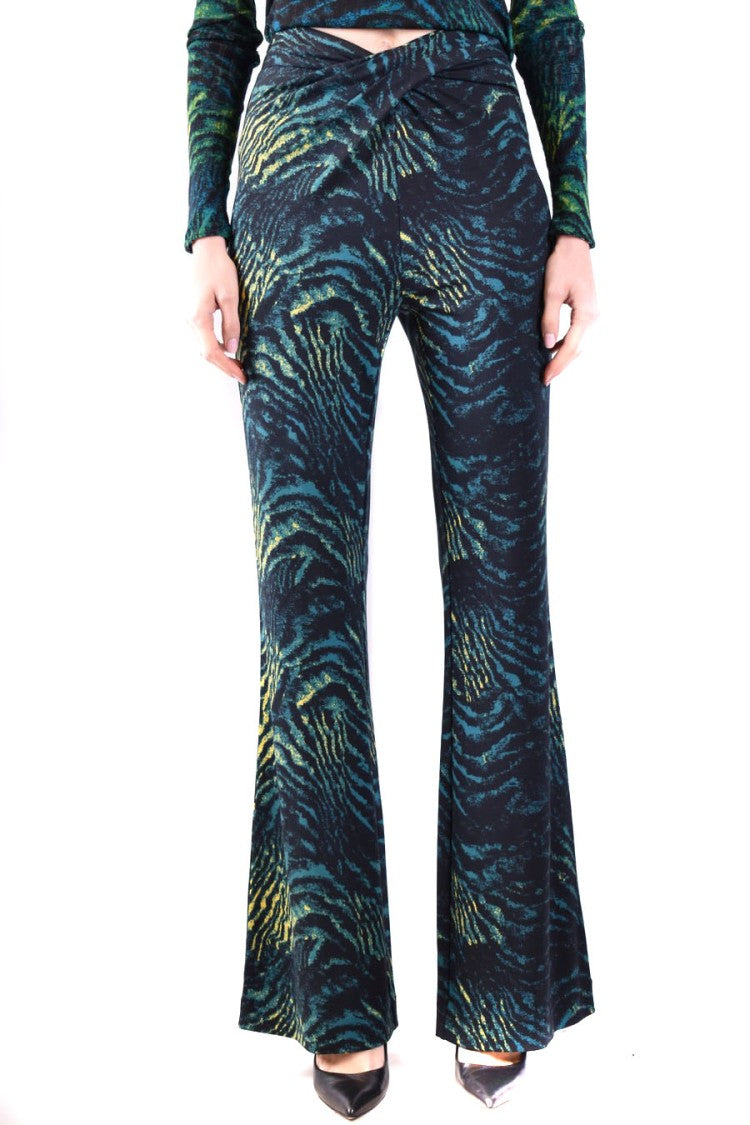 Diane Von Furstenberg High Waist Flared Bold Animal Trousers