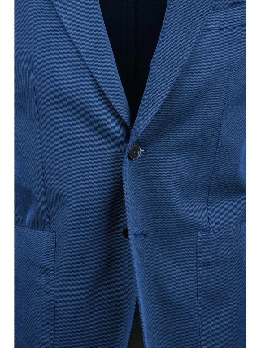 L.B.M. 1911 Royal Blue Cotton Mohair Wool Fitted Jacket