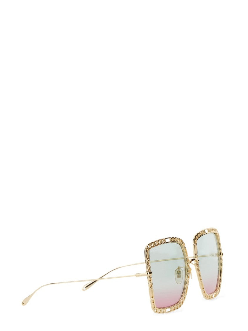 Gucci Occhiale Da Sole Rettangolare Con Catena