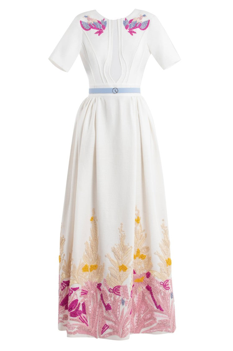 Saiid Kobeisy Linen Dress With Abstract Beading