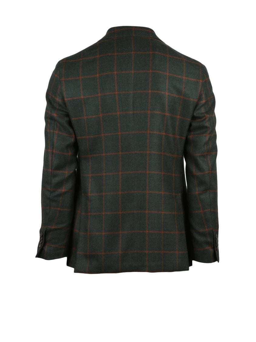 Luigi Bianchi Tailored Jacket With Orange Windowpane Check Pattern