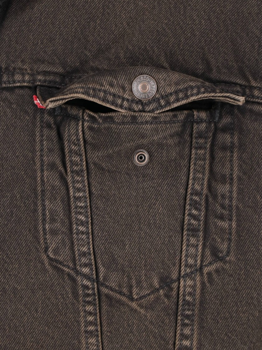 Levi's Strauss Brown Cotton Denim Faux Shearling Sherpa Jacket