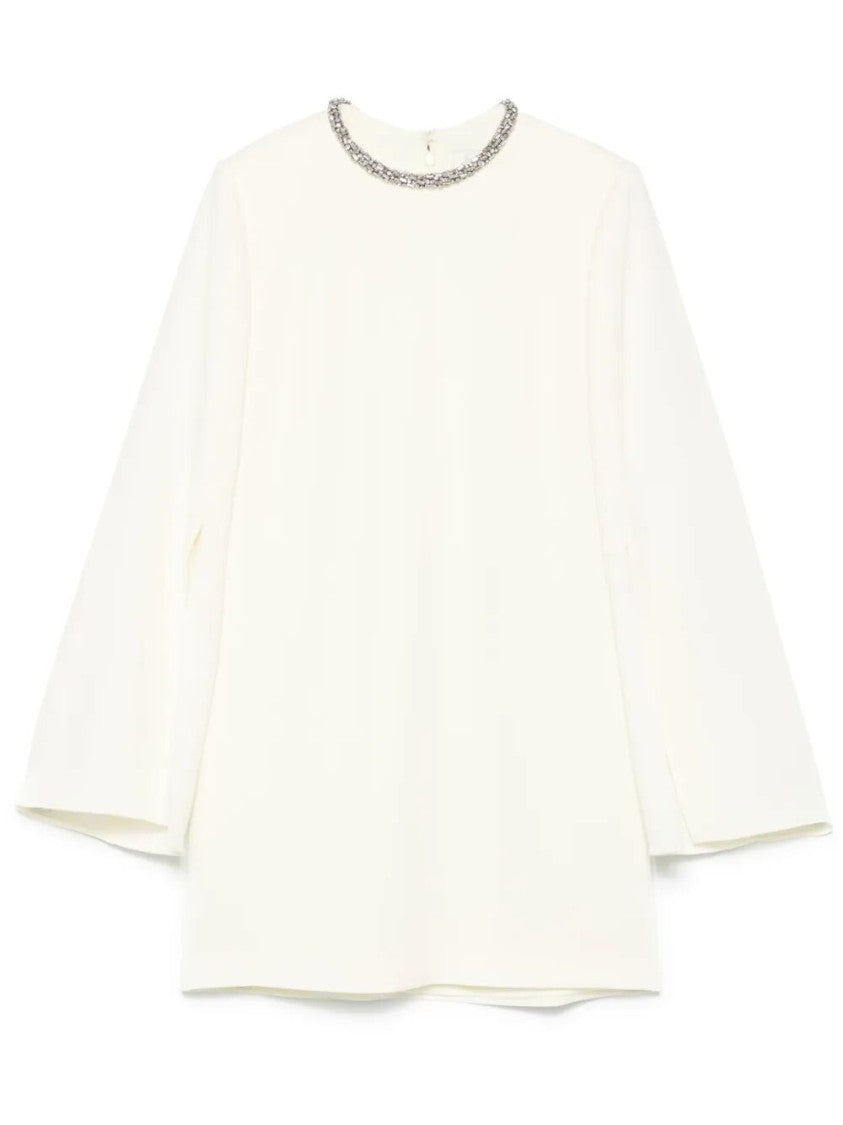 Roland Mouret Cape Sleeve Embellished Cady Mini Dress