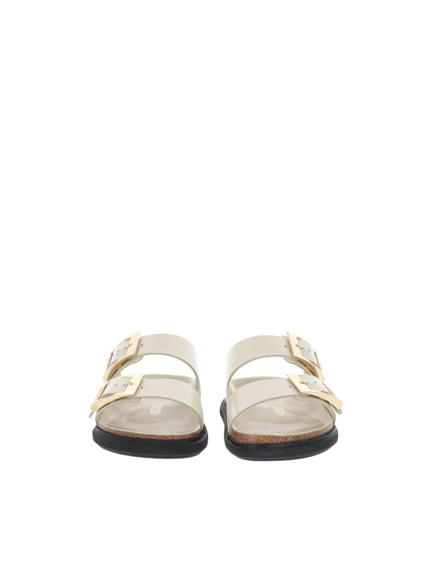 Birkenstock Ecru Arizona Natural Leather Slide Sandal