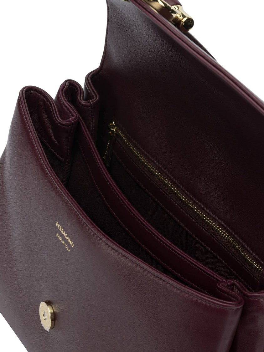 Ferragamo Compact Burgundy Leather Handbag