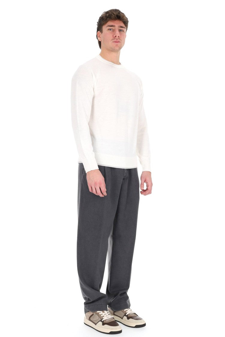 Eleventy Wool Crewneck Sweater With Double Trim