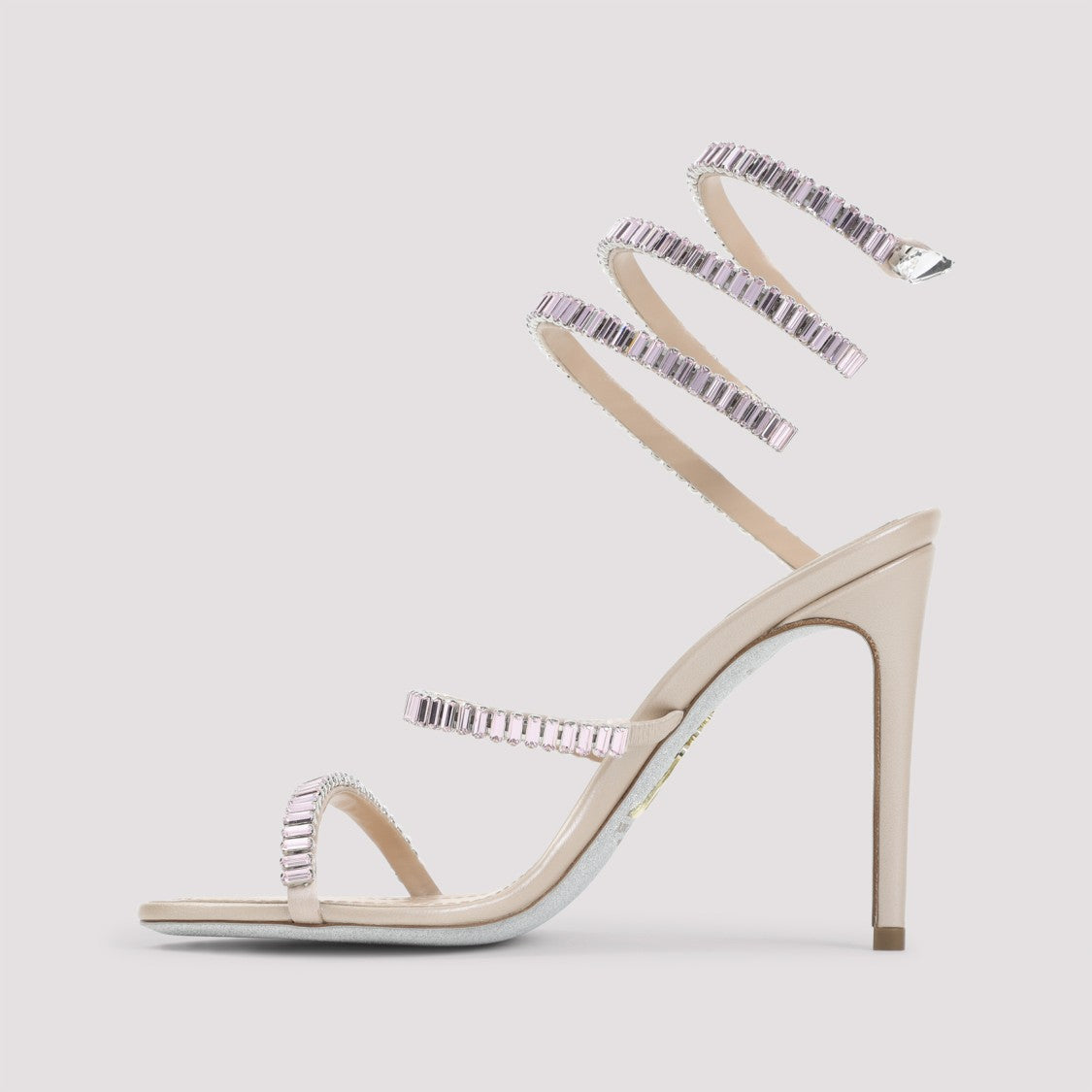 René Caovilla Nude Beige Leather Sandal