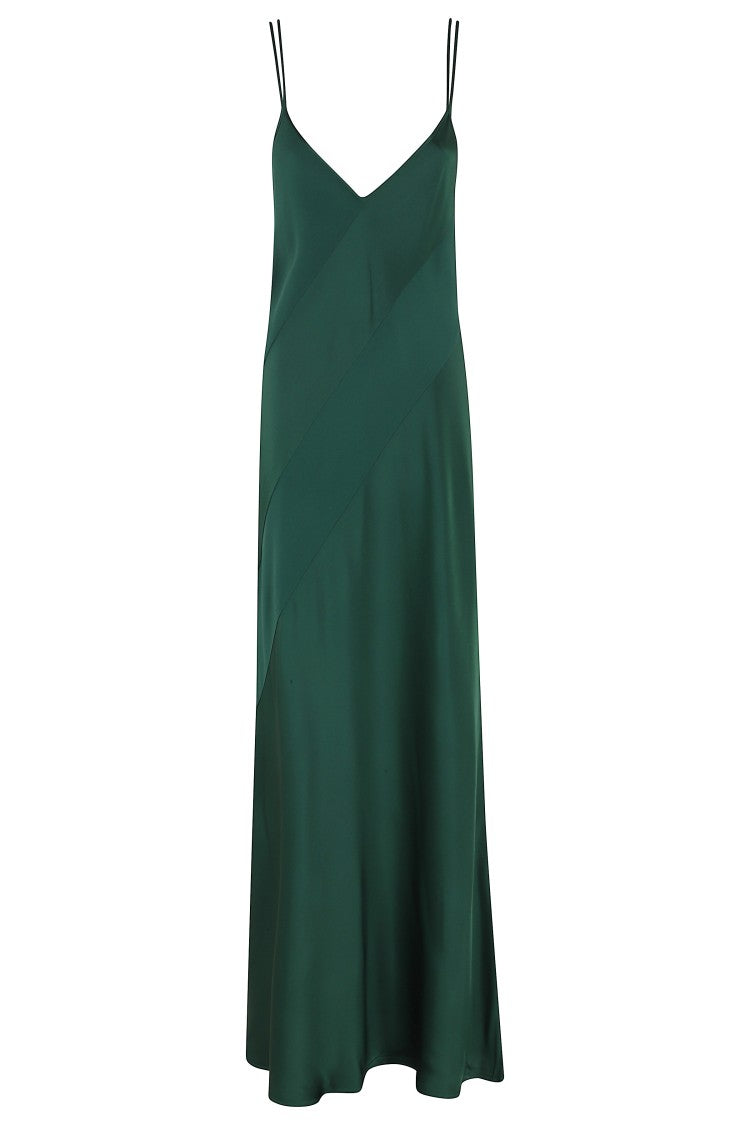 Antonelli Green Luna Deep V-Neck Acetate-Blend Long Dress