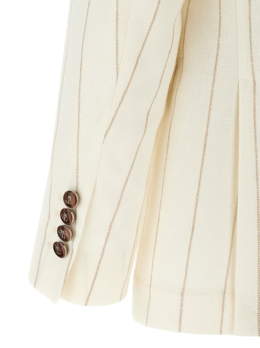 Brunello Cucinelli Pinstriped Deconstructed Blazer