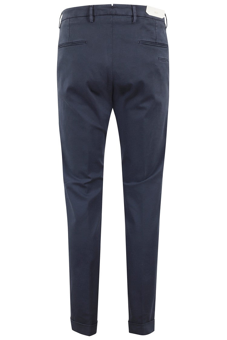 Briglia Tapered Blue Tricotina Trousers With Cuffed Hem