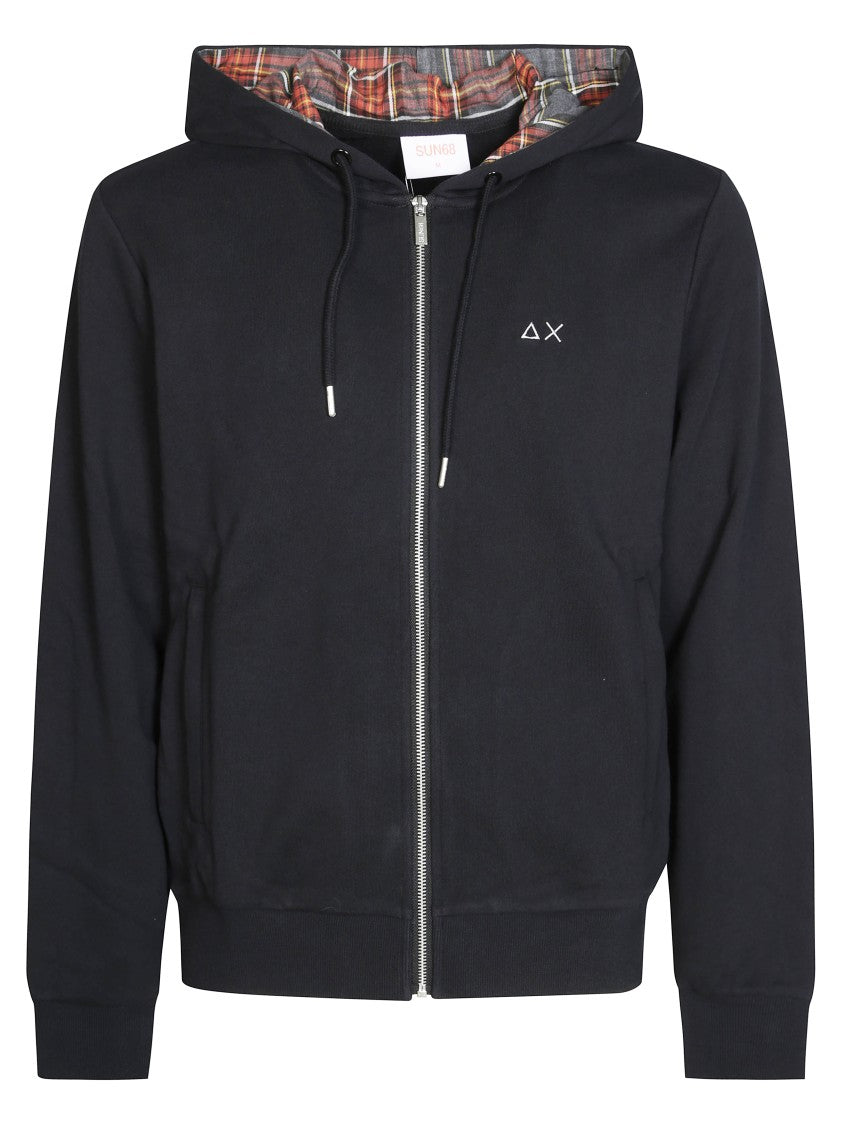Sun 68 Zip Hoodie With Contrasting Fabric