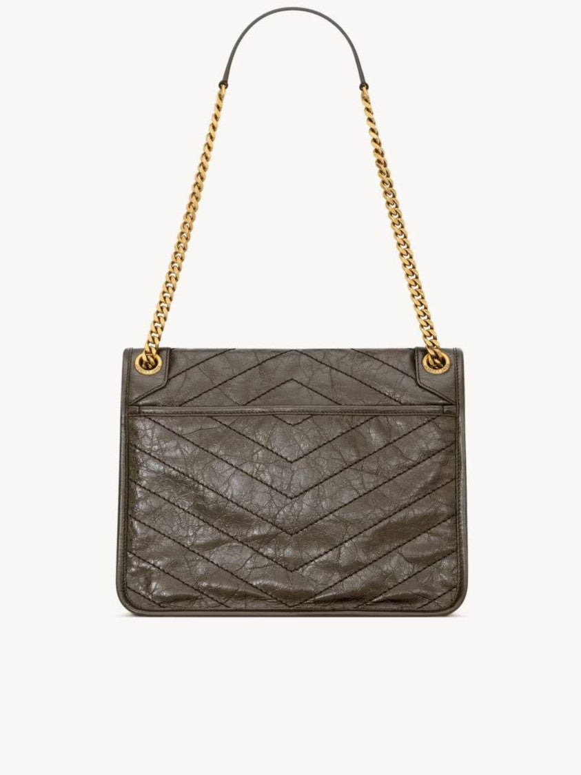 Saint Laurent Niki M Quilted Chevron-Stitch Handbag