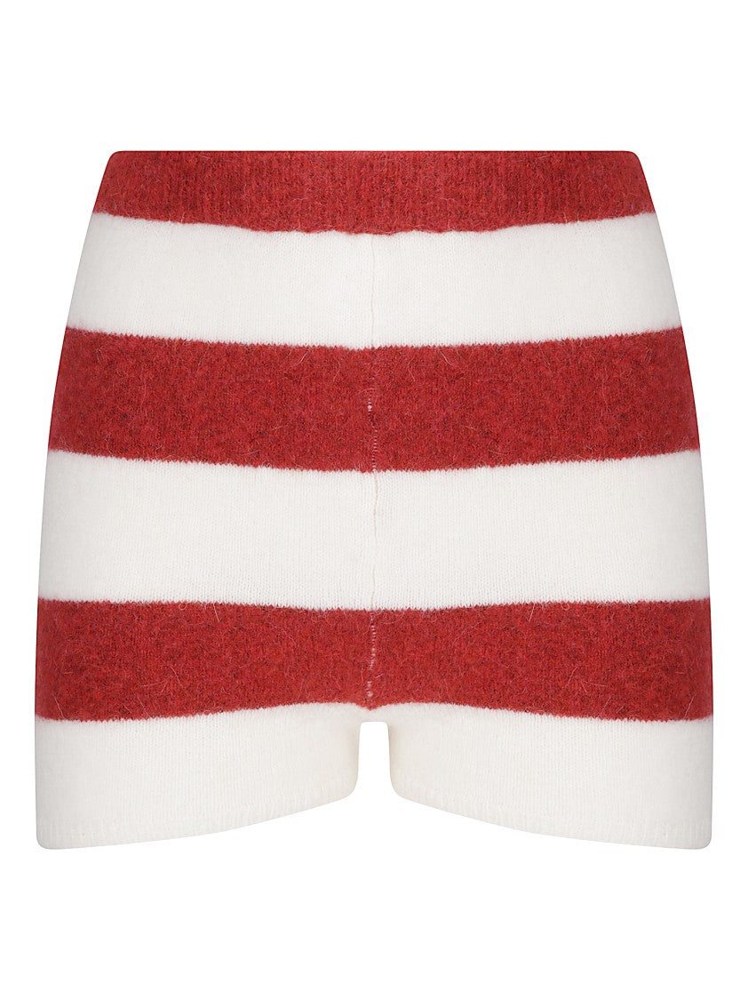 Fiorucci Red Striped Embroidered Alpaca Shorts