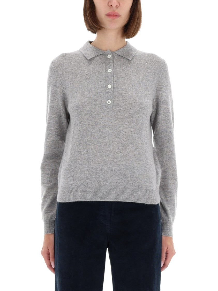 Aspesi Ribbed Cashmere Polo Shirt