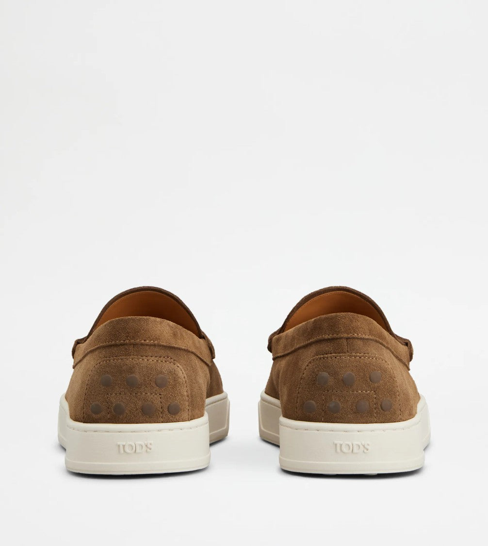 Tod's Light Brown Suede Penny Loafers