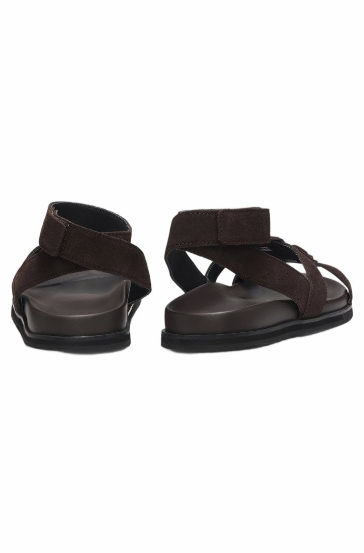 Boss Brown Freyah Suede Upper Sandal Shoes