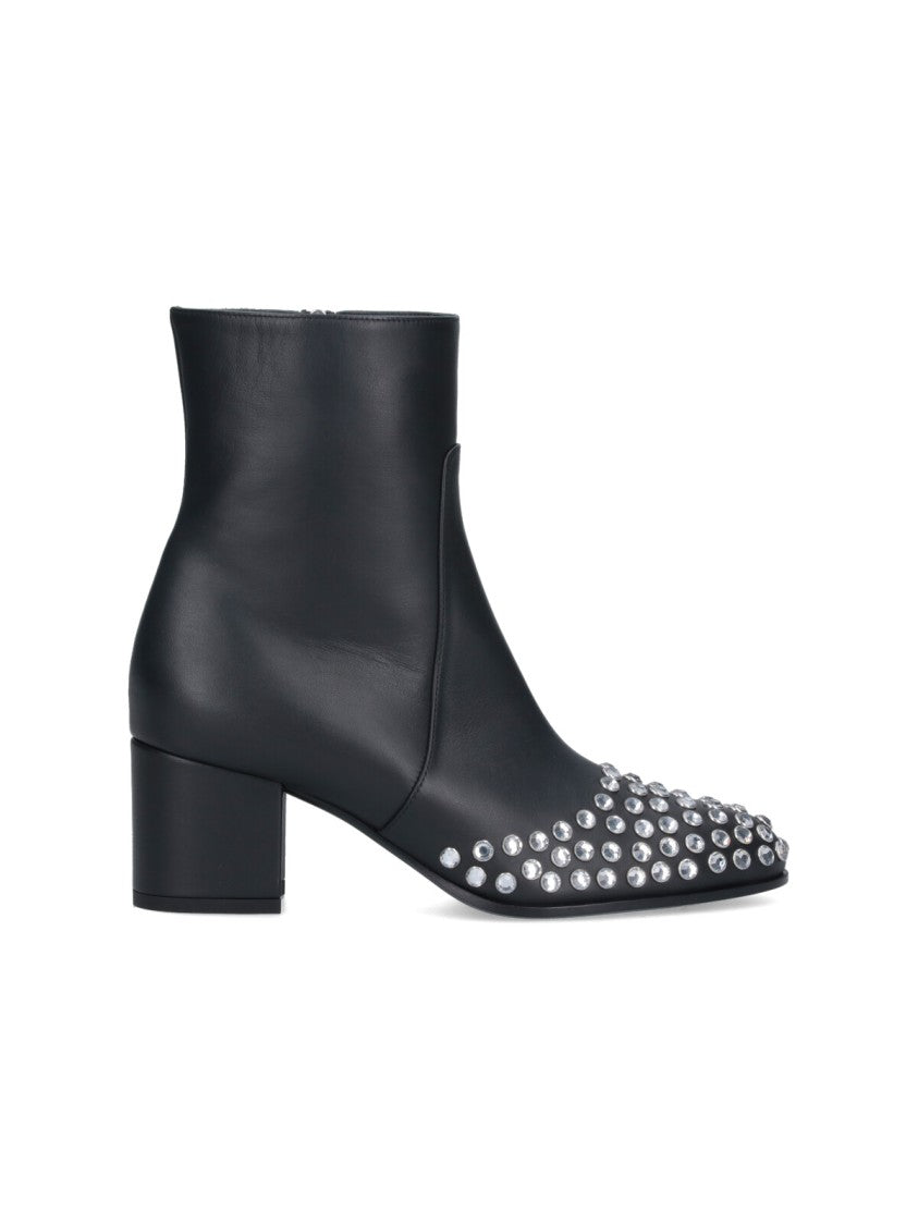 Alaïa Ankle Boots With Silver Rhinestone Detailing