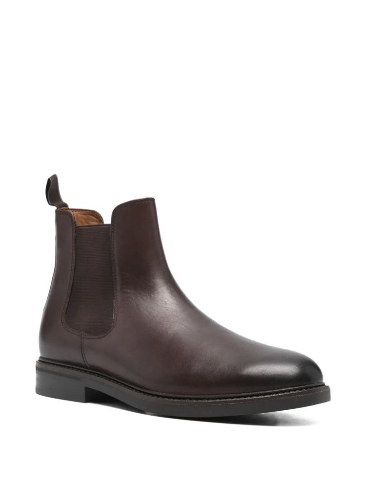 Polo Ralph Lauren Brown Chlsea Mid-Cut Elastic Side Panel Leather Ankle Boots
