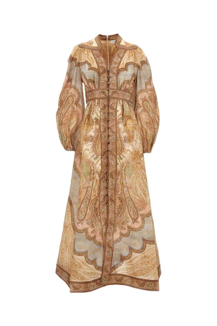 Zimmermann Plunge Linen Midi Dress