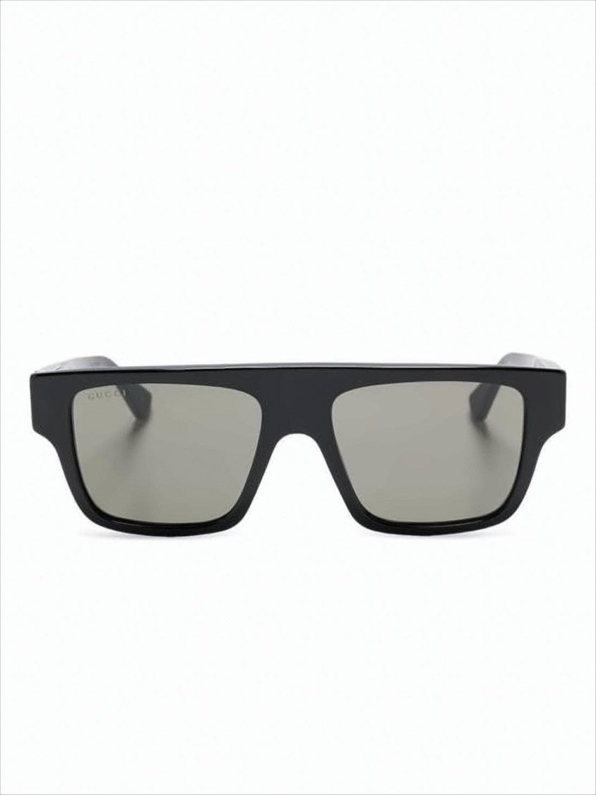 Gucci Rectangular Acetate Sunglasses With Metallic Details