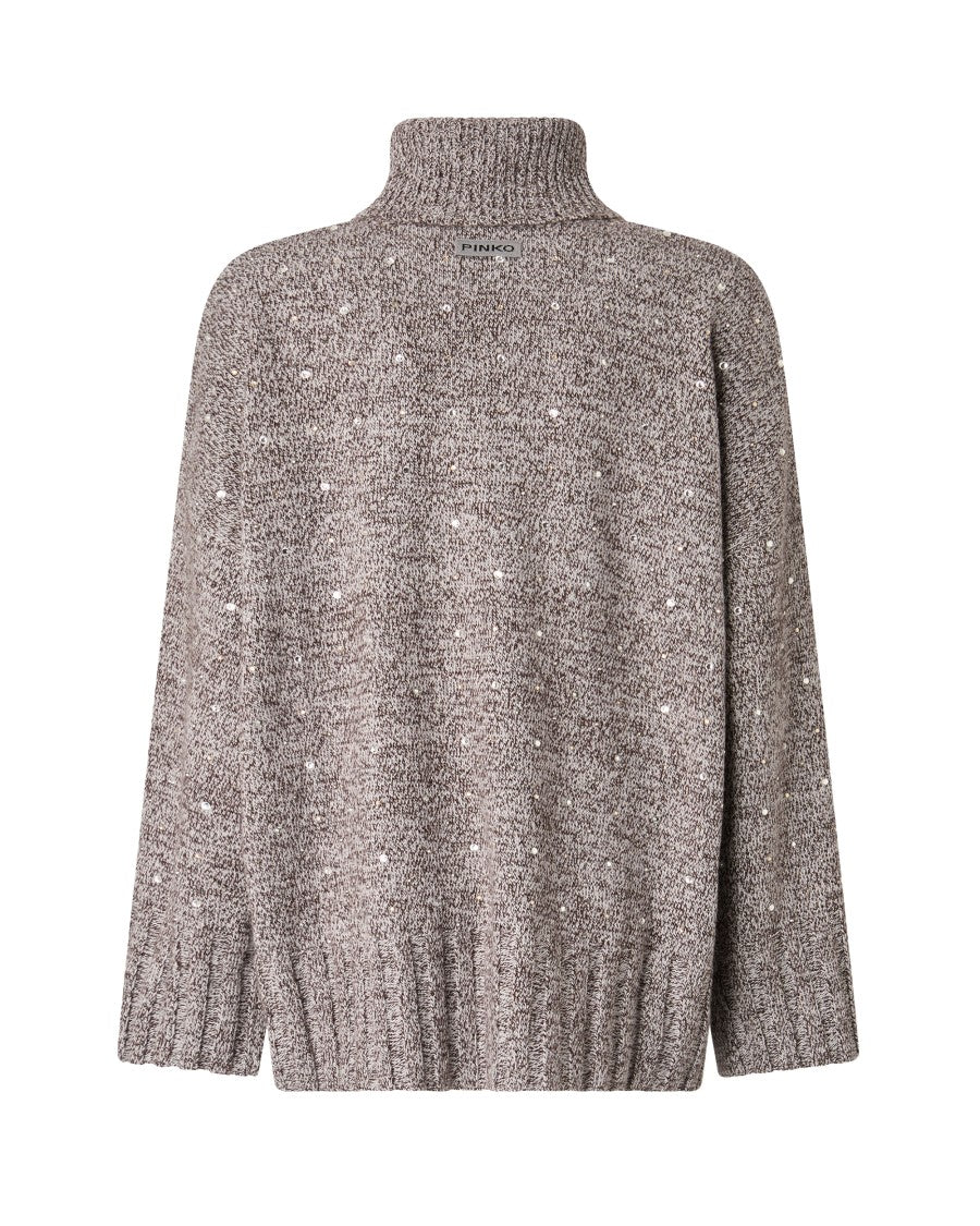 Pinko Wool-Blend Strass Embroidered Sweater
