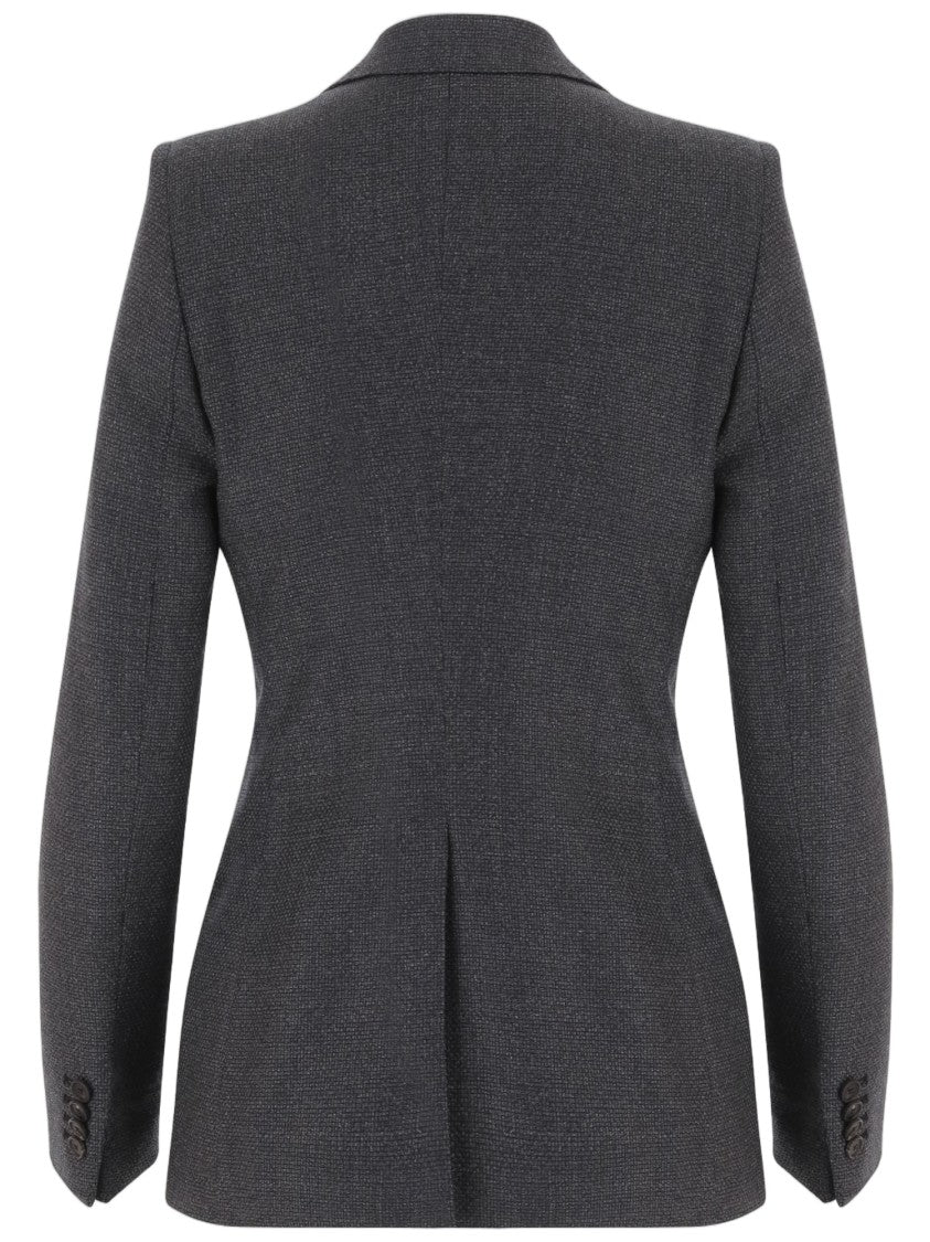 Tagliatore Grey Wool Blazer With Pointed Lapels