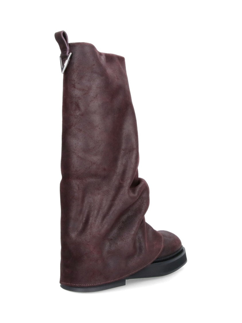 The Attico Burgundy Slouchy Mid-Calf Boots