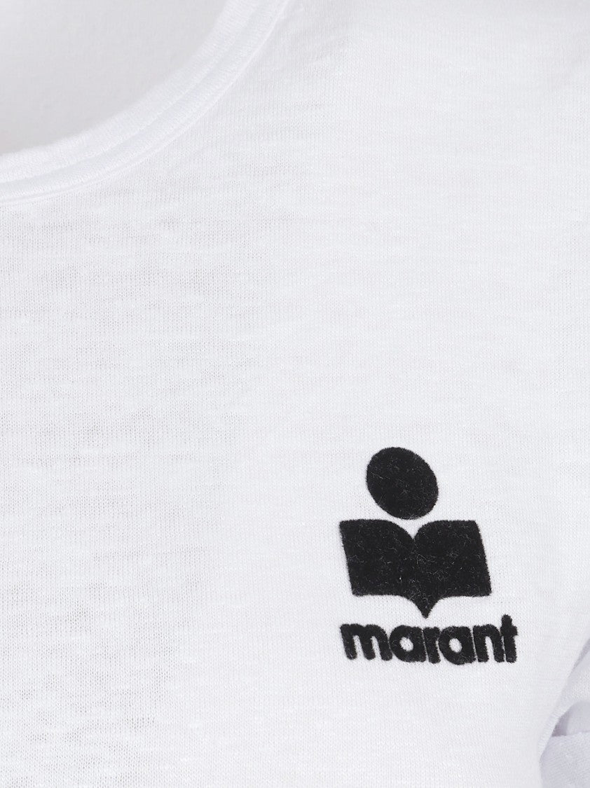 Isabel Marant Étoile Lightweight Linen T-Shirt With Embroidered Logo