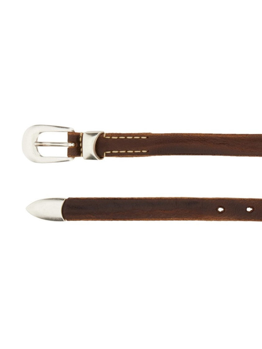 Our Legacy Neutrals Slim Silver Buckle Leather Belt