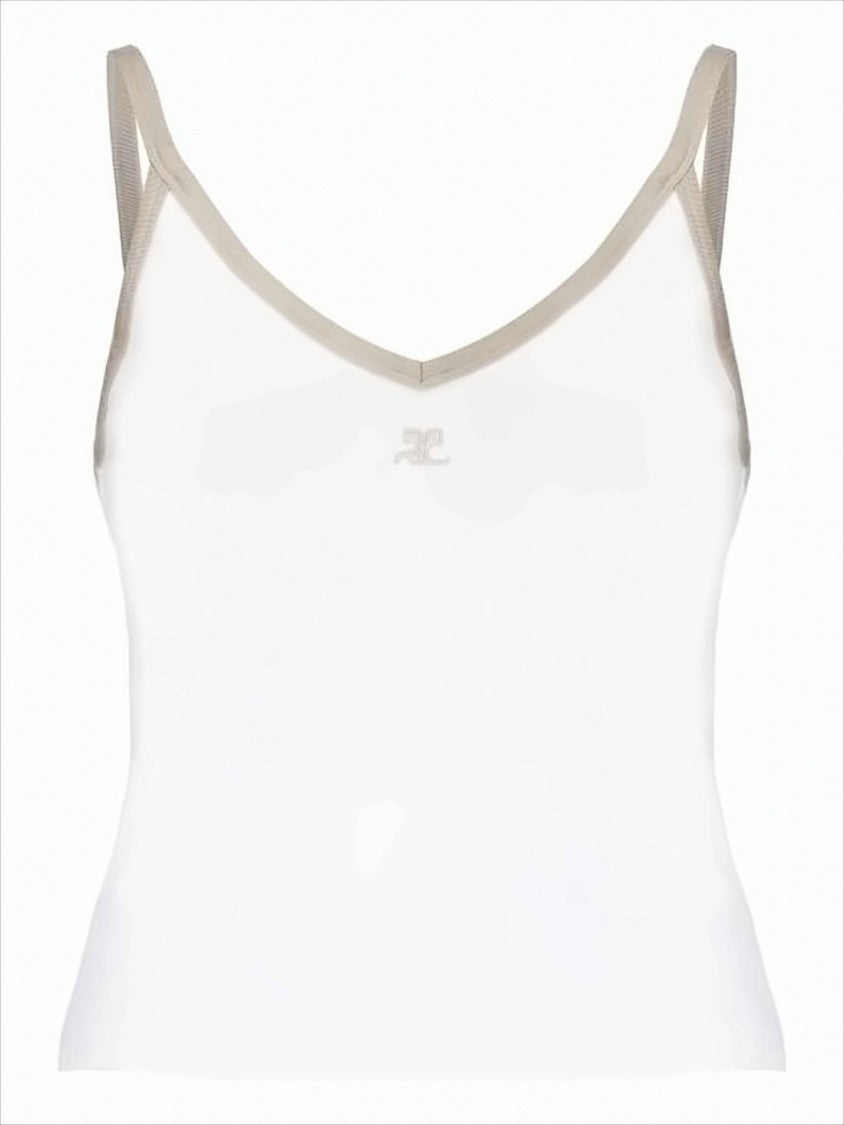 Courrèges Fitted Sleeveless Top With V-Neckline And Logo Detail