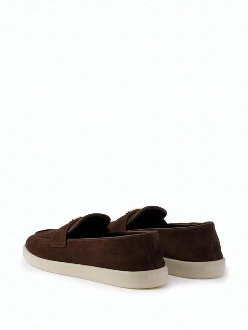 Prada Sleek Brown Suede Calf Leather Loafers