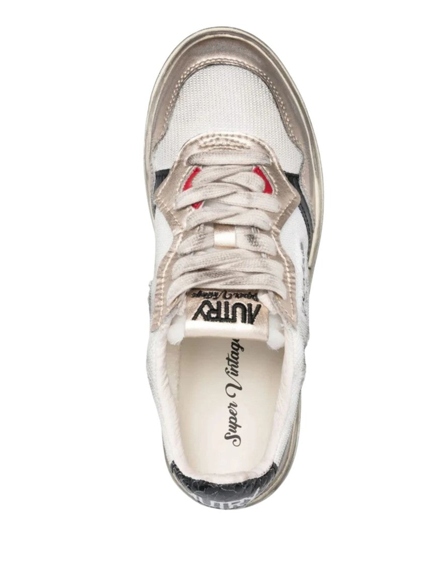 Autry Autry Sup Vint Low Wom Sneakers In Calf Leather Wht/Gold For Women Avlw Ms09 Wht/Gold