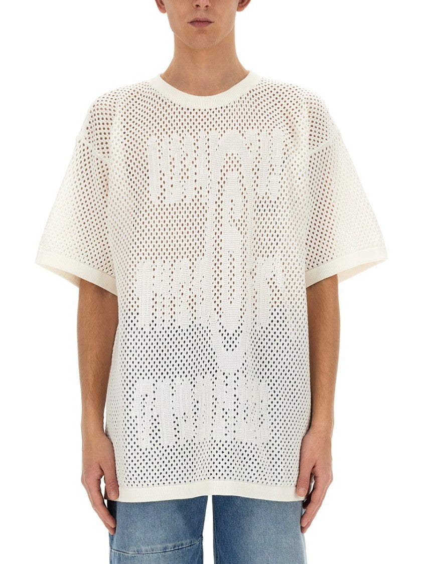 Mm6 By Maison Margiela Signature Logo T-Shirt In Italian Cotton