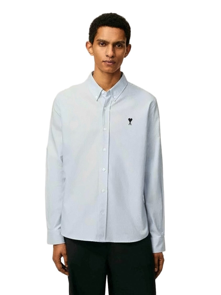 Ami Paris Light Blue Pinstripe Long Sleeve Shirt