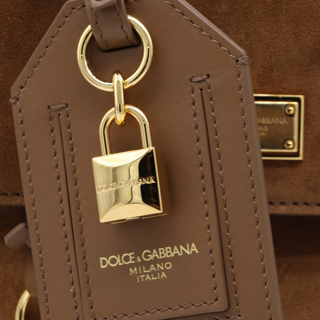 Dolce & Gabbana Structured Suede Handbag With Gold-Tone Accents And Detachable Strap