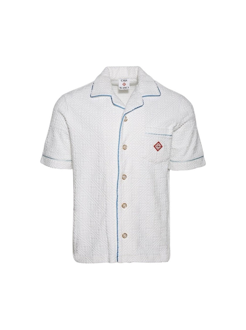 Casablanca Tennis Stripe Towelling Shirt White